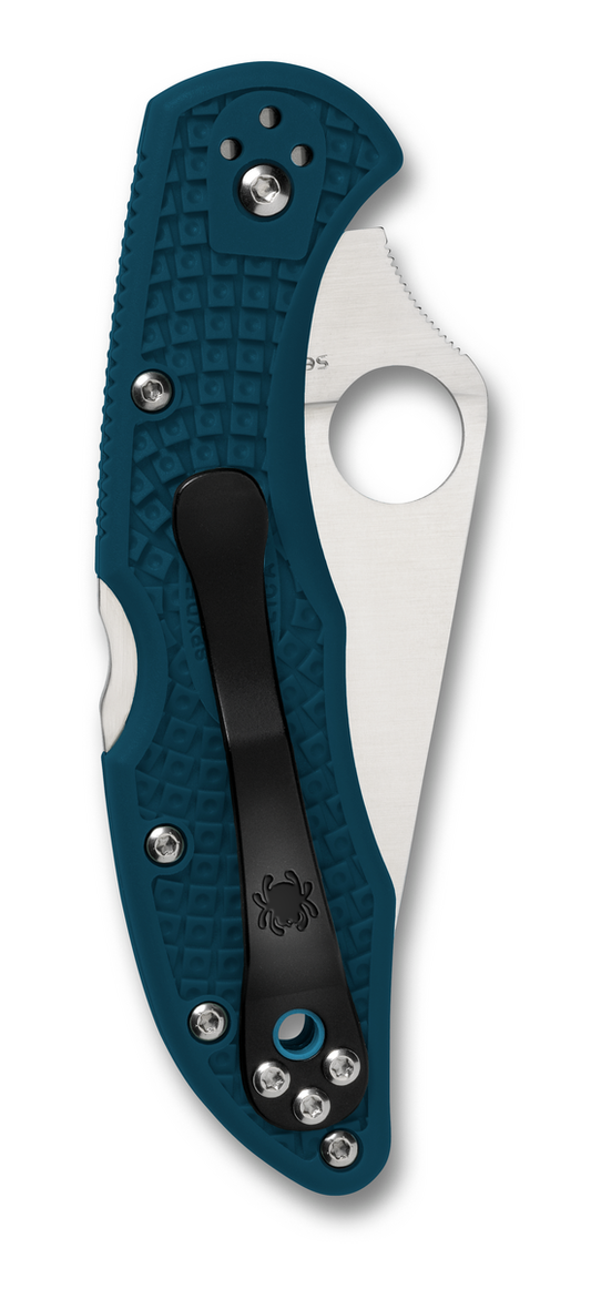Spyderco Knives™ Delica 4 Lockback C11FPK390 Blue Fiberglass Reinforced Nylon K390 Microclean Carbon Steel Pocket Knife