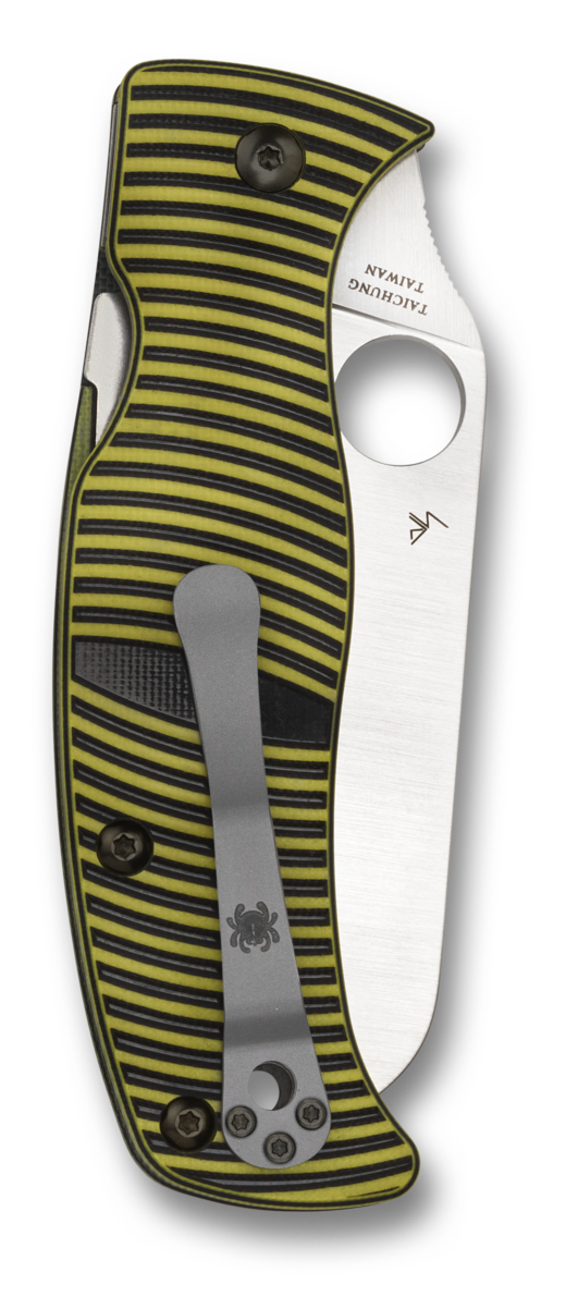 Spyderco Knives™ Caribbean Compression Liner Lock C217GPSF Black G-10 and Yellow G-10 LC200N Stainless Steel Pocket Knife