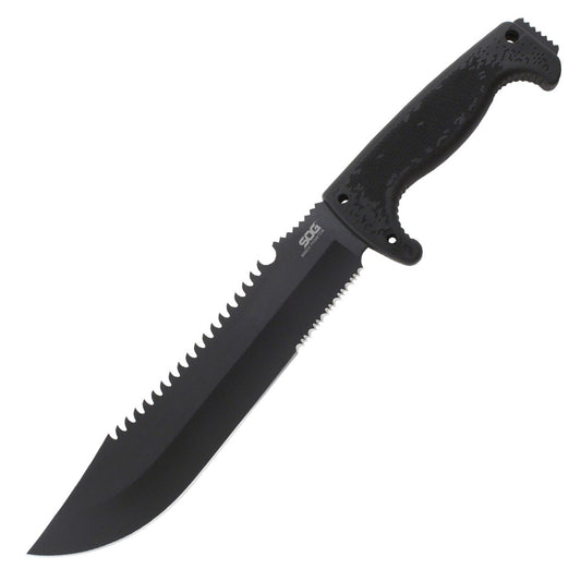 SOG Specialty Knivesโข Jungle Primitive Fixed Blade F03TN-CP Black Thermo-Plastic Rubber 8Cr13MoV Stainless Steel Knife