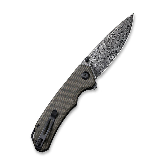 CIVIVI Knives™ Brazen Liner Lock C2102DS-3 Dark Green Micarta Damascus Steel Pocket Knife