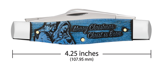 W.R. Case XX Knives Merry Christmas Large Stockman Blue Colorwash Bone 10627 Pocket Knife