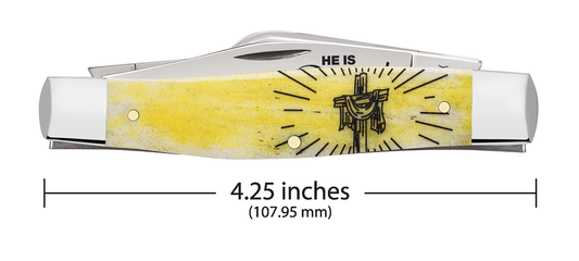 W.R. Case XX Knives Easter 'He Is Risen' Large Stockman 10628 Yellow Bone 1/350 Pocket Knife