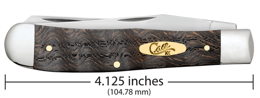 W.R. Case XX Knives Trapper Black Curly Oak Wood 14000 Stainless Steel Pocket Knife