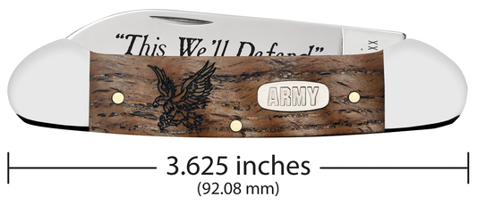 W.R. Case XX Knives U.S. Army Canoe Natural Curly Oak 15055 Stainless Steel Pocket Knife