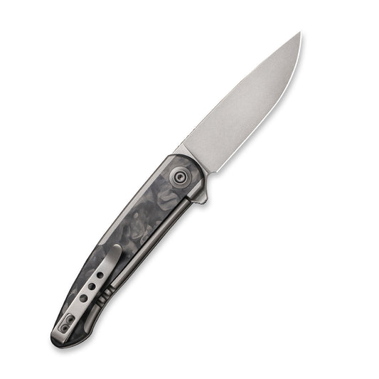 WE Knife Co., Ltd™ Smooth Sentinel Frame Lock WE20043-1 Marble Carbon Fiber and Gray 6AL4V Titanium CPM 20CV Stainless Steel Pocket Knife