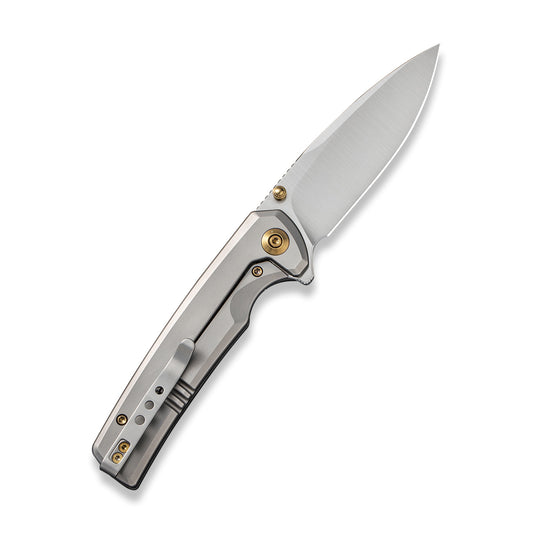 WE Knife Co., Ltd™ Subjugator Frame Lock WE21014D-1 Black Marble Carbon Fiber and Gray 6AL4V Titanium CPM 20CV Stainless Steel Pocket Knife