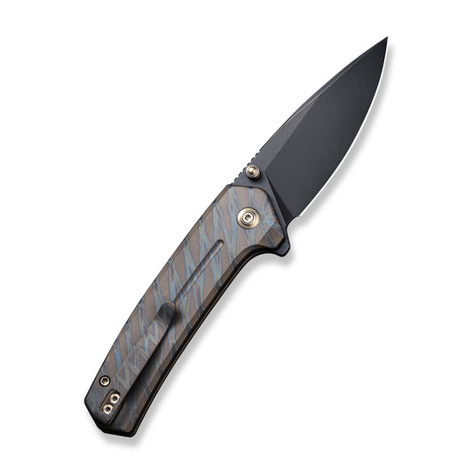 WE Knife Co., Ltd™ Culex Button Lock WE21026B-7 Tiger Stripe Flamed Titanium CPM 20CV Stainless Steel Pocket Knife