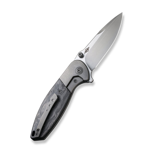 WE Knife Co., Ltd™ Nitro Mini Frame Lock WE22015-1 Black Marble Carbon Fiber and Titanium CPM 20CV Stainless Steel Pocket Knife