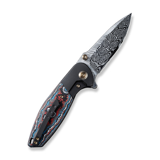WE Knife Co., Ltd™ Nitro Mini Frame Lock WE22015-DS1 Nebula Fat Carbon Fiber and Black Titanium Damasteel Pocket Knife