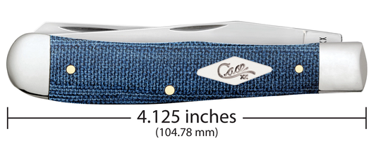 W.R. Case XX Knives Trapper Blue Denim Canvas Laminate 60510 Stainless Pocket Knife