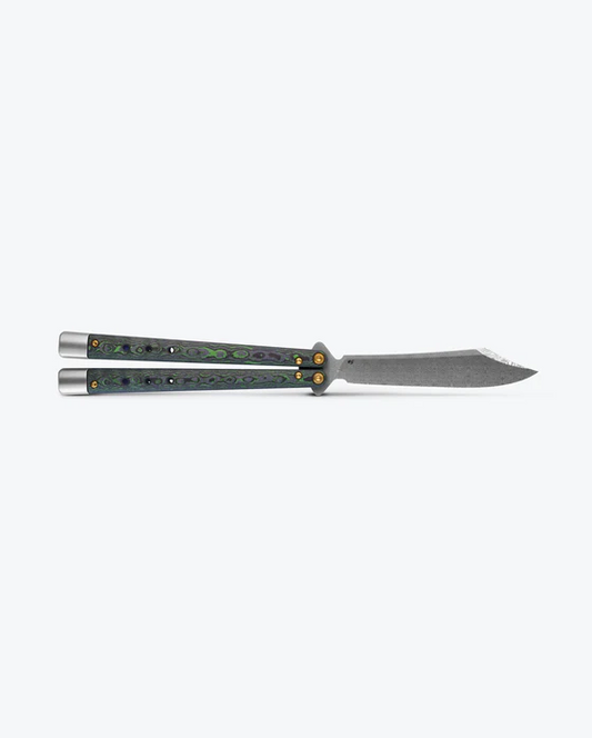 Benchmade, Inc.™ Necron Bali-Song 99-242 Jungle Wear Green Fat Carbon Damasteel Pocket Knife