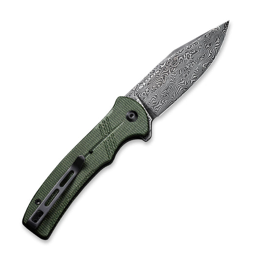 CIVIVI Knives™ Cogent Button Lock C20038D-DS1 Green Micarta Damascus Steel Pocket Knife