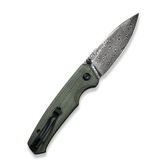 CIVIVI Knives™ Altus Button Lock C20076-DS1 Green Micarta Damascus Steel Pocket Knife