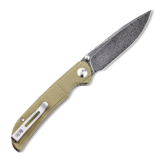 CIVIVI Knives™ Imperium Liner Lock C2107DS-2 Olive Micarta Damascus Steel Pocket Knife