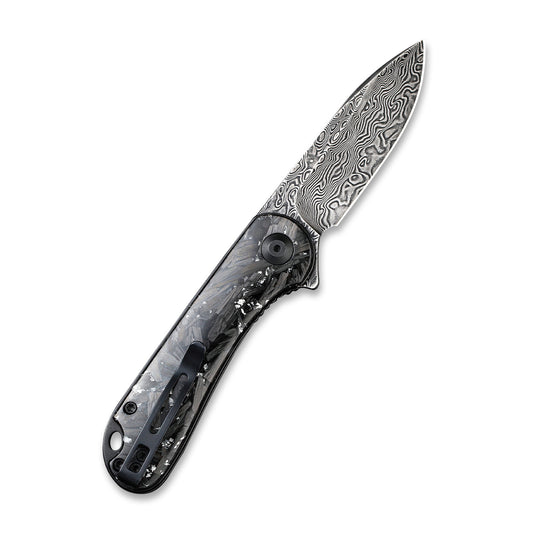 CIVIVI Knives™ Elementum Liner Lock C907C-DS2 Resin-Coated Carbon Fiber and Silvery Shred Damascus Steel Pocket Knife