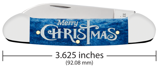W.R. Case XX Knives Canoe Merry Christmas Navy Blue Bone 10644 Stainless Pocket Knife
