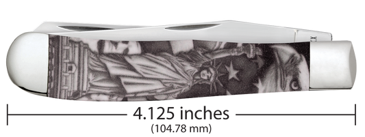 W.R. Case XX Knives Trapper Statue of Liberty Black & White Synthetic 10677 Stainless Pocket Knife