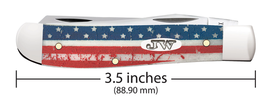 W.R. Case XX Knives Mini Trapper John Wayne U.S. Flag Natural Bone 10718 Stainless Pocket Knife