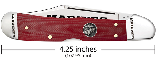 W.R. Case XX Knives USMC Marines Copperlock Red G-10 13198 Stainless Pocket Knife