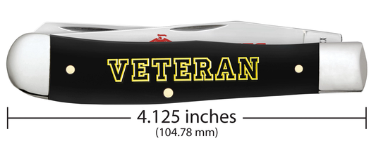 W.R. Case XX Knives USMC Trapper 13203 Smooth Black Delrin Stainless Steel Pocket Knife