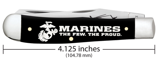 W.R. Case XX Knives USMC Trapper 13204 Smooth Black Delrin Stainless Steel Pocket Knife