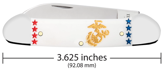 W.R. Case XX Knives USMC Canoe 13205 Smooth White Delrin Stainless Steel Pocket Knife