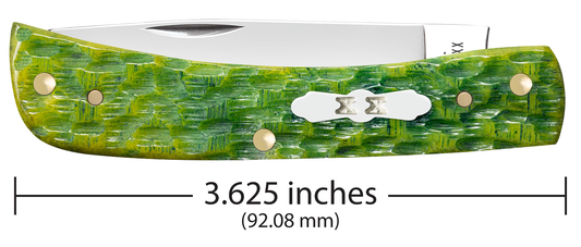 W.R. Case XX Knives Sod Buster Jr Jigged Green Apple Bone 27863 Stainless Pocket Knife