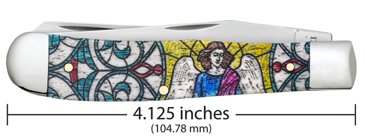 W.R. Case XX Knives Stained Glass Series Angel Trapper 38818 Natural Bone Pocket Knife