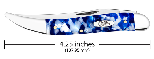 W.R. Case XX Knives Medium Texas Toothpick 50724 Blue Crackle Kirinite Stainless Steel Pocket Knife