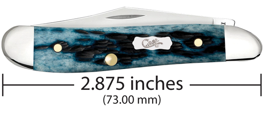 W.R. Case XX Knives Peanut Pocket Knife Worn Mediterranean Blue Bone 51858 Stainless