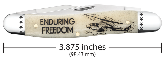 W.R. Case XX Knives Muskrat Enduring Freedom Natural Bone 58495 Stainless Pocket Knife