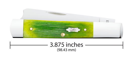 W.R. Case XX Knives Razor Jack 61042 Barnboard Jig Lime Green Bone Stainless Steel Pocket Knife
