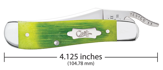 W.R. Case XX Knives Russlock 61043 Barnboard Jig Lime Green Bone Stainless Steel Pocket Knife