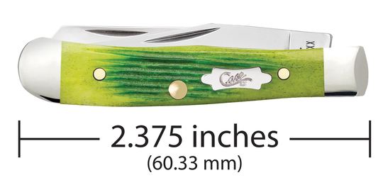 W.R. Case XX Knives Tiny Trapper 61046 Barnboard Jig Lime Green Bone Stainless Steel Pocket Knife