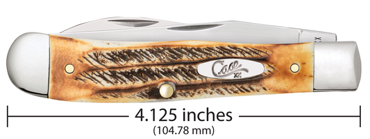 W.R. Case XX Knives Wharncliffe Trapper 6.5 BoneStag 65329 Stainless Pocket Knife