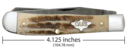 W.R. Case XX Knives Trapper 77460 Damascus Vintage Bone 1/1400 Pocket Knife