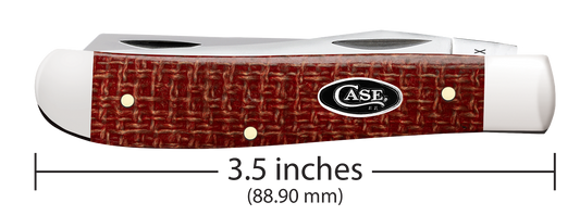 W.R. Case XX Knives Mini Trapper 1st Run Dark Red Burlap Micarta 82271 Carbon Steel 1/250 Pocket Knife