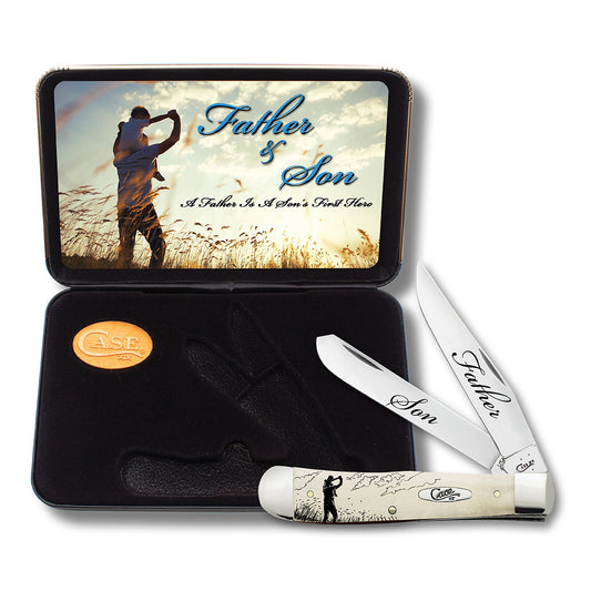 W.R. Case XX Knives Trapper Father & Son Natural Bone Stainless Pocket Knife AWTC54FS