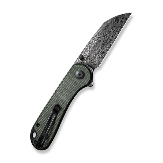 CIVIVI Knives™ Elementum Liner Lock C18062AF-DS1 Green Canvas Micarta Damascus Steel Pocket Knife