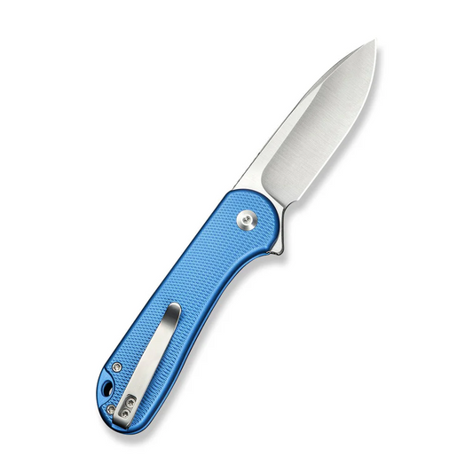 CIVIVI Knivesโข Elementum 2 Button Lock C18062PD-2 Blue Anodized Aluminum Nitro-V Stainless Steel Pocket Knife