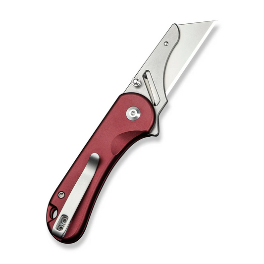 CIVIVI Knivesβ’ Elementum Utility Button Lock C23039B-5 Burgundy Aluminum 6Cr13 Razor Steel Pocket Knife