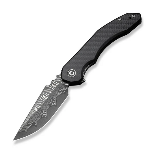 CIVIVI Knives™ Bluetick Liner Lock C23050-DS2 Twill Carbon Fiber and Black G10 Damascus Steel Pocket Knife