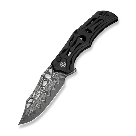 CIVIVI Knives™ Biophase Button Lock C23083-DS1 Black Aluminum Damascus Steel Pocket Knife