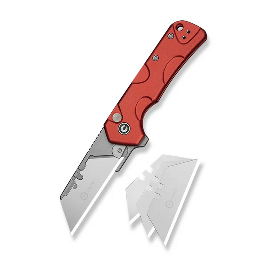 CIVIVI Knivesโข Pulsara Utility Button Lock C24041F-2 Red Anodized Aluminum 6Cr13 Razor Steel Pocket Knife