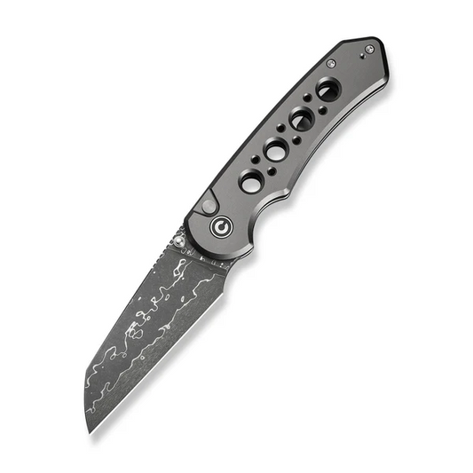 CIVIVI Knives™ Pragma Prime Button Lock C24067-DS1 Gray Anodized Aluminum Damascus Steel Pocket Knife