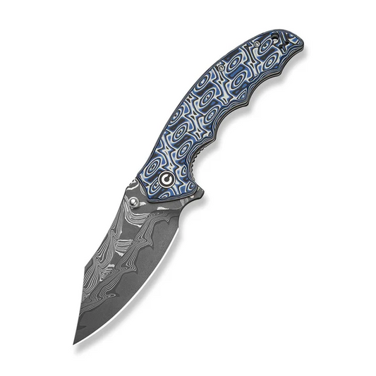 CIVIVI Knivesโข Pentad Liner Lock C24068-DS1 Blue & White Vortex Micarta Damascus Steel Pocket Knife