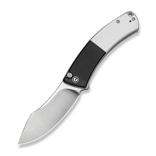 CIVIVI Knives™ Outlaw Muk Button Lock C24079-4 White G10 and Black G10 14C28N Stainless Steel Pocket Knife