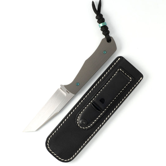 Jack Wolf Knives™ Collusion Fixed Blade COLLU-01-TI-STRIPE 6AL4V Titanium S90V Stainless Steel Knife