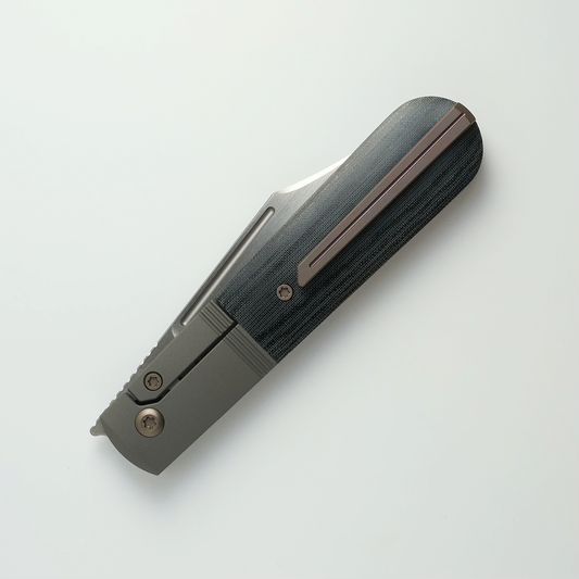 Jack Wolf Knives™ Primo Jack Barlow PRIMO-01-LIN-MIC-BLK Black Linen Micarta S90V Stainless Steel Pocket Knife