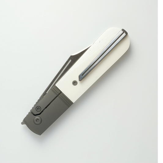 Jack Wolf Knives™ Primo Jack Barlow PRIMO-01-SM-WHT-BNE White Bone S90V Stainless Steel Pocket Knife